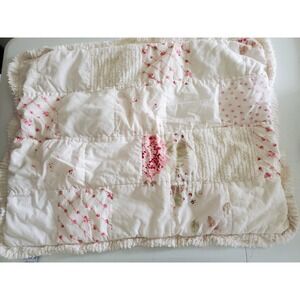 Simply Shabby Chic Floral Patchwork Pillow Sham White Pink Cotton Linen Standard